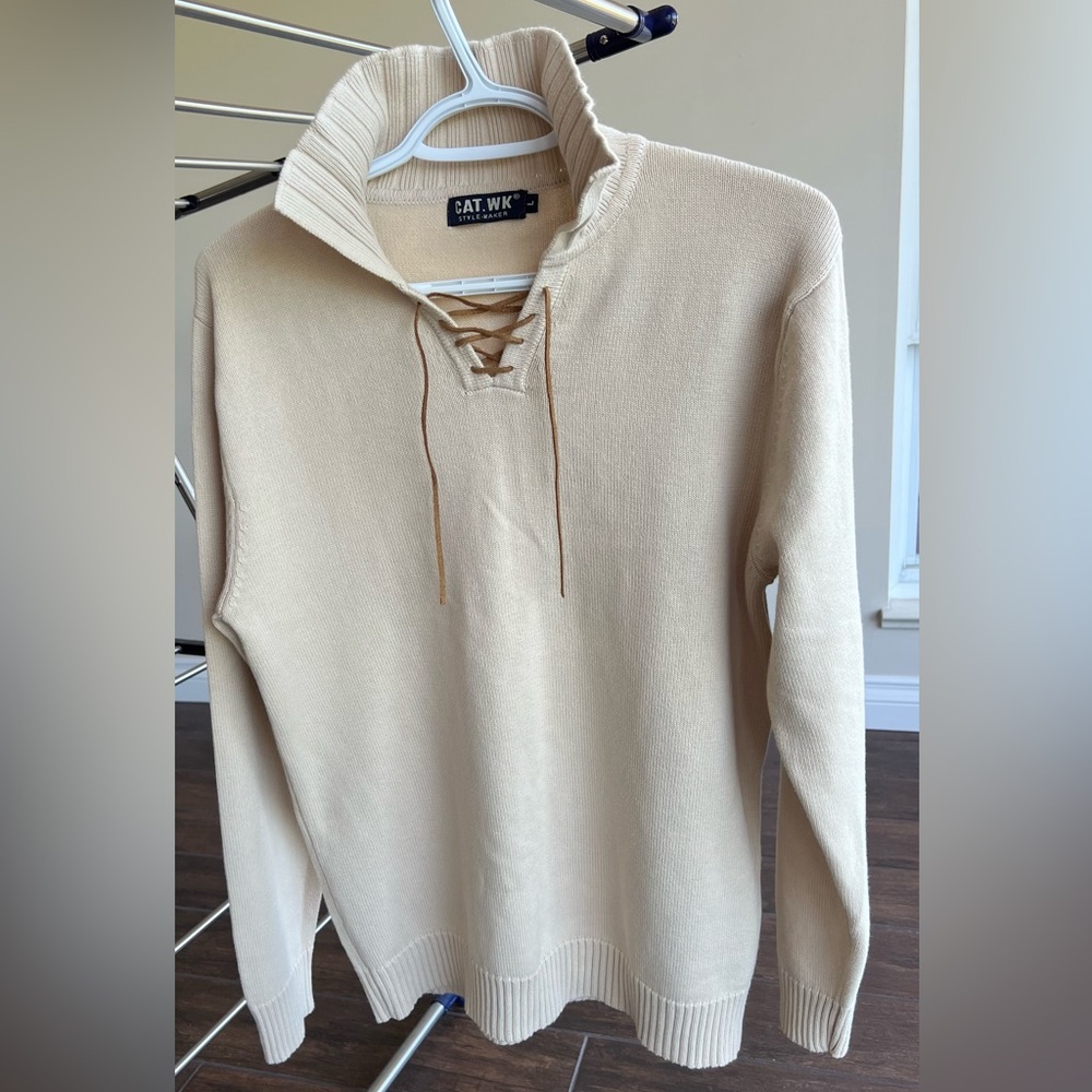 Vtg Men's 100% Cotton Pullover Polo Knit Sweater Golf Casual (Unisex)